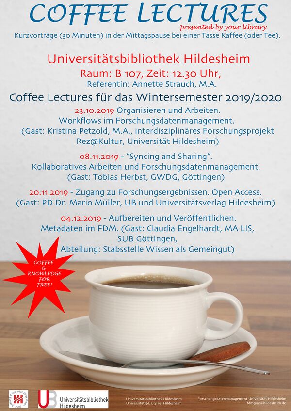 Coffee Lectures zum Forschungsdatenmanagement